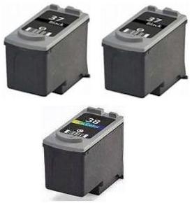2 x Canon PG-37 and 1 x CL-38 Black and Colour Remanufactured Ink Cartridges 